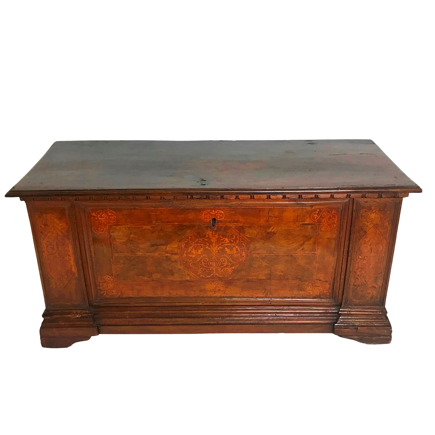 17th Century Tuscan Blanket Chest in Walnut circa 1680 with Beautiful Inlay Wolf Hall Antiques